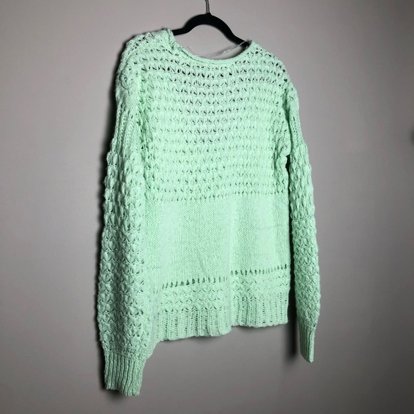 NWT Free People open knit mint spring sweater - Picture 7 of 8